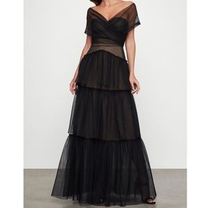 BCBG Maxazria Black Tulle Tiered Dress